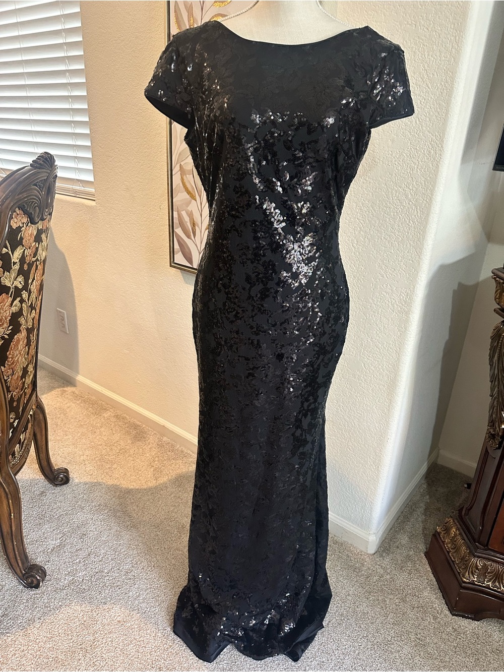 Calvin Klein Black Sequin Maxi Dress